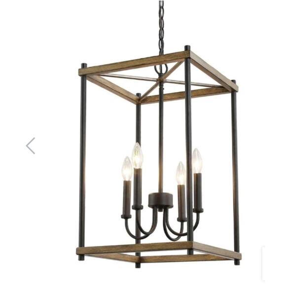 LNC Rectangle Farmhouse Hanging Light A03605 4-Light Pendant NEW IN BOX - Picture 1 of 6